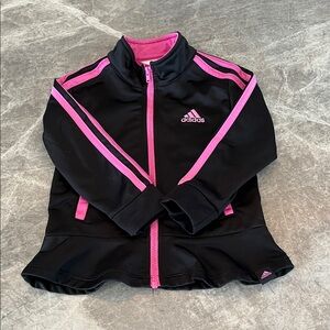 Adidas Toddler Girl Black and Pink Zip-Up Sweater